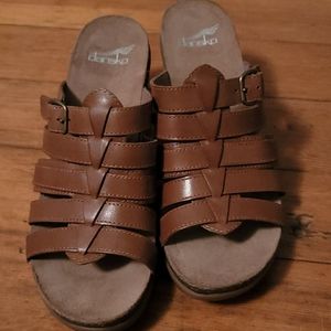 Dansko Brown Leather Heeled Sandals